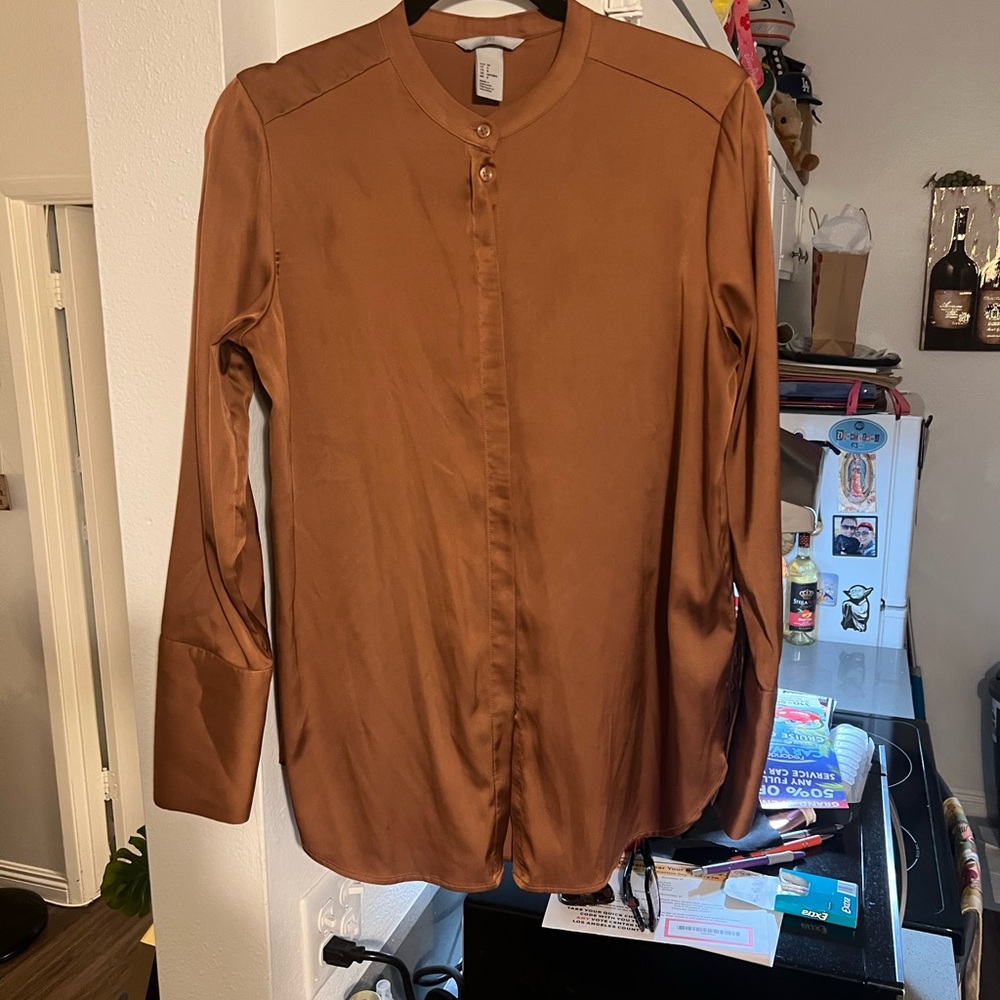 Sleek Brown Button-Up Shirt